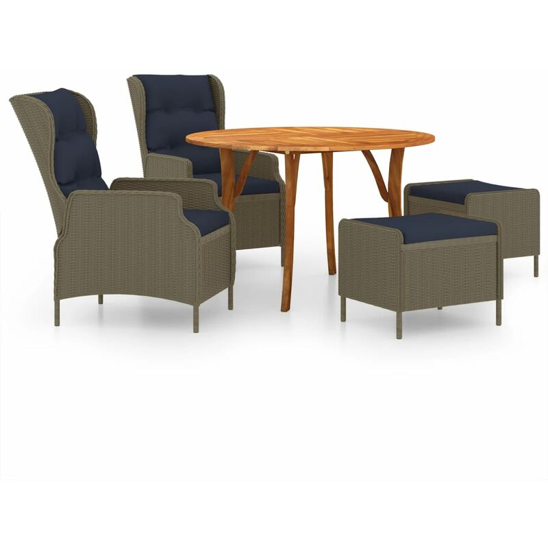 

Juego de comedor para jardín de 5 piezas marrón