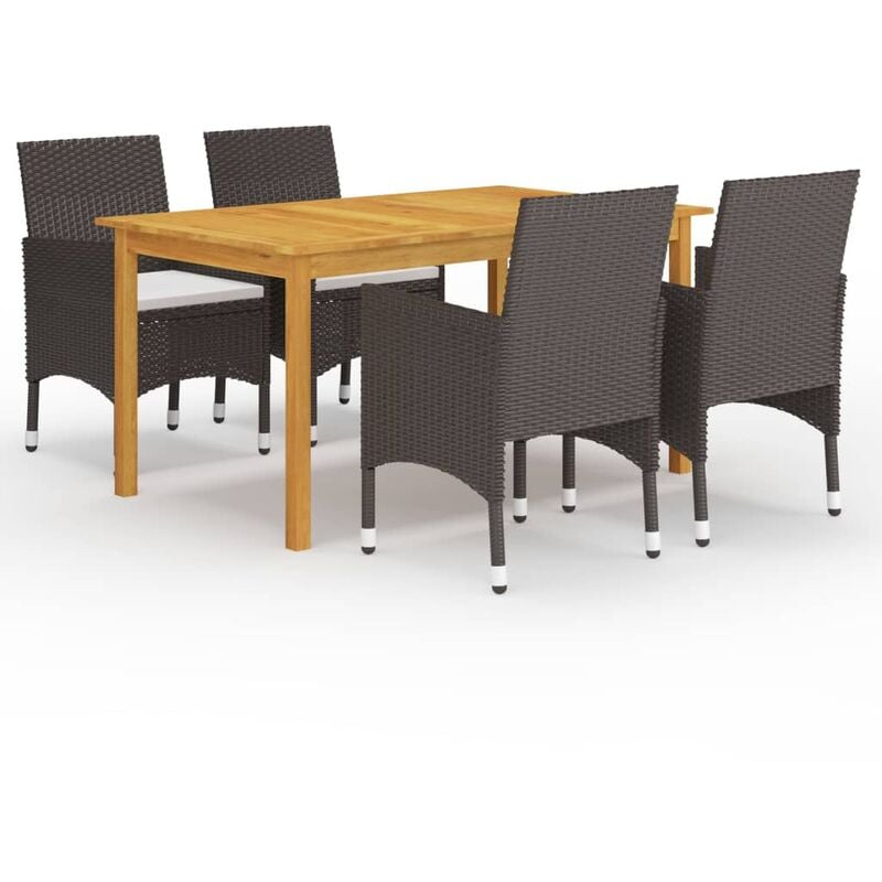 

BHD - Juego de comedor para jardín de 5 piezas marrón