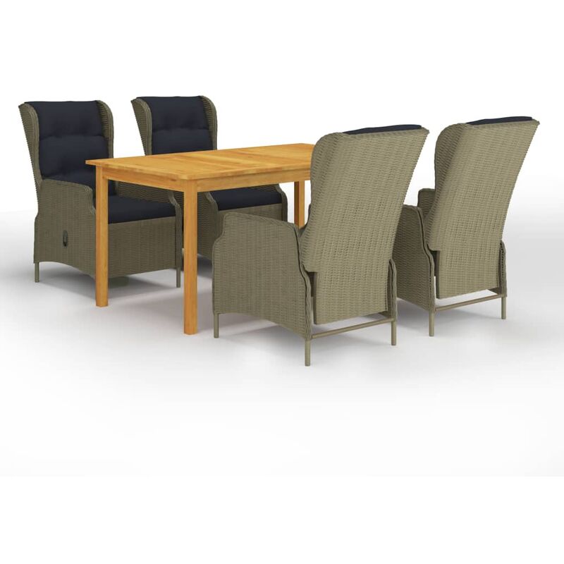

BHD - Juego de comedor para jardín de 5 piezas marrón