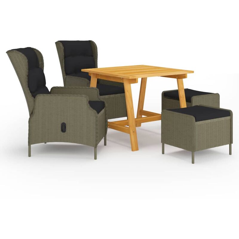 

Juego de comedor para jardín de 5 piezas marrón