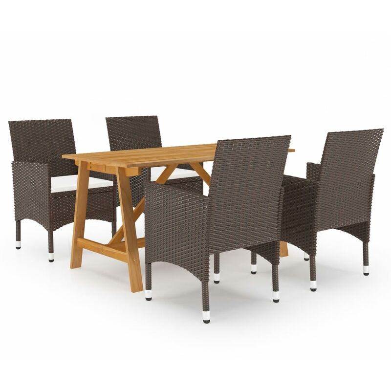 

BHD - Juego de comedor para jardín de 5 piezas marrón