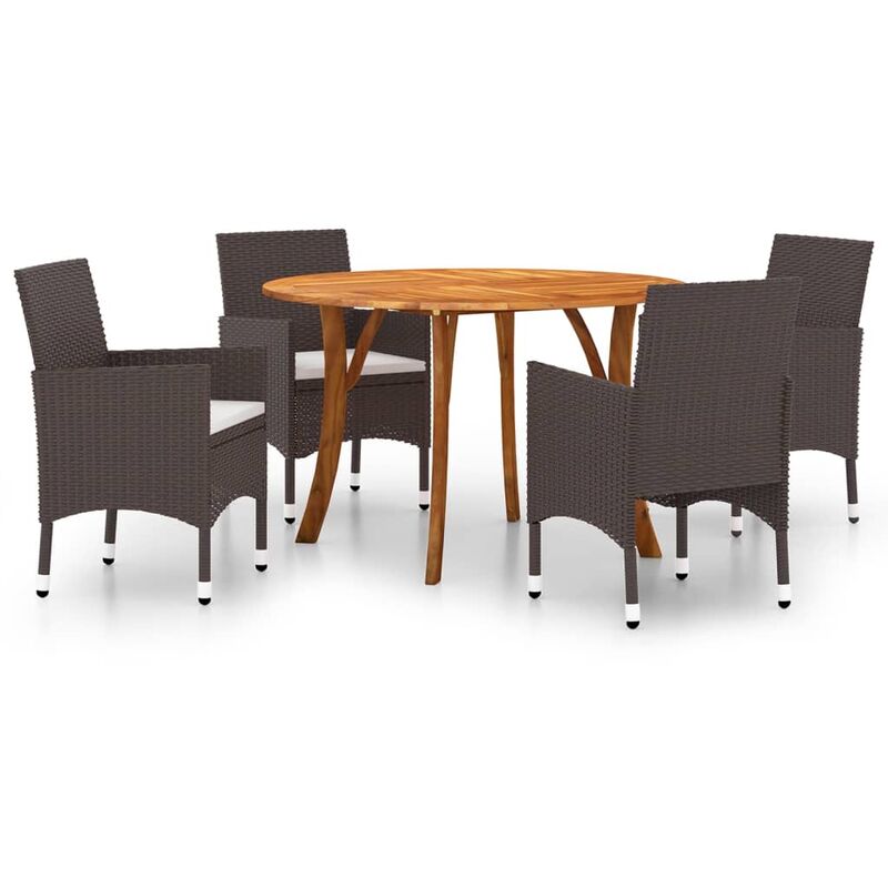 

BHD - Juego de comedor para jardín de 5 piezas marrón