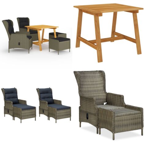 Juego de comedor para jardín de 5 piezas marrón - Juego de comedor - Mesa de jardín