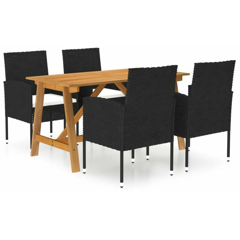 

Juego de comedor para jardin de 5 piezas negro