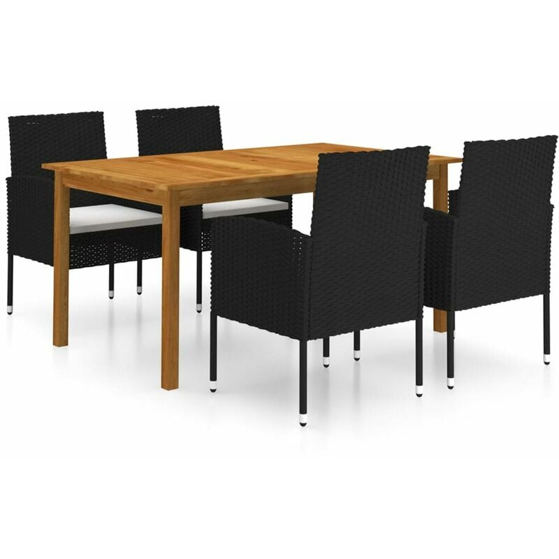 

Juego de comedor para jardin de 5 piezas negro