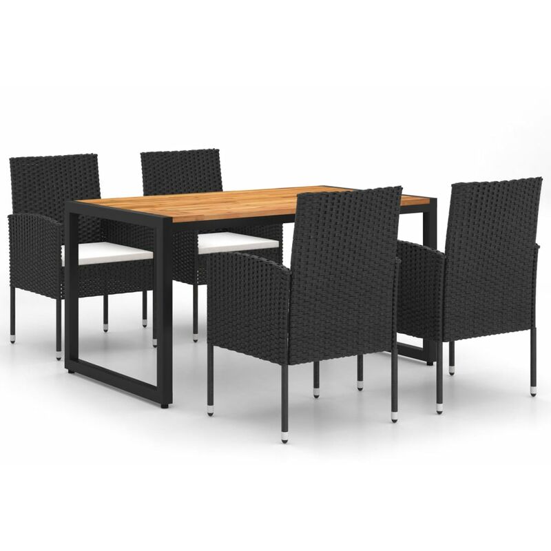

BHD - Juego de comedor para jardín de 5 piezas negro