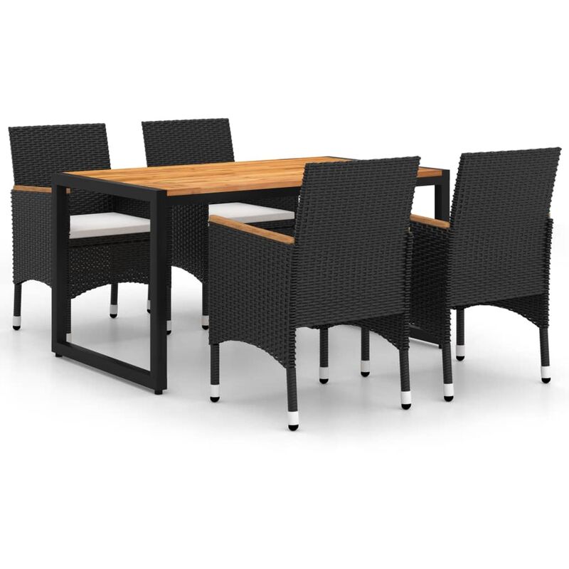 

BHD - Juego de comedor para jardín de 5 piezas negro