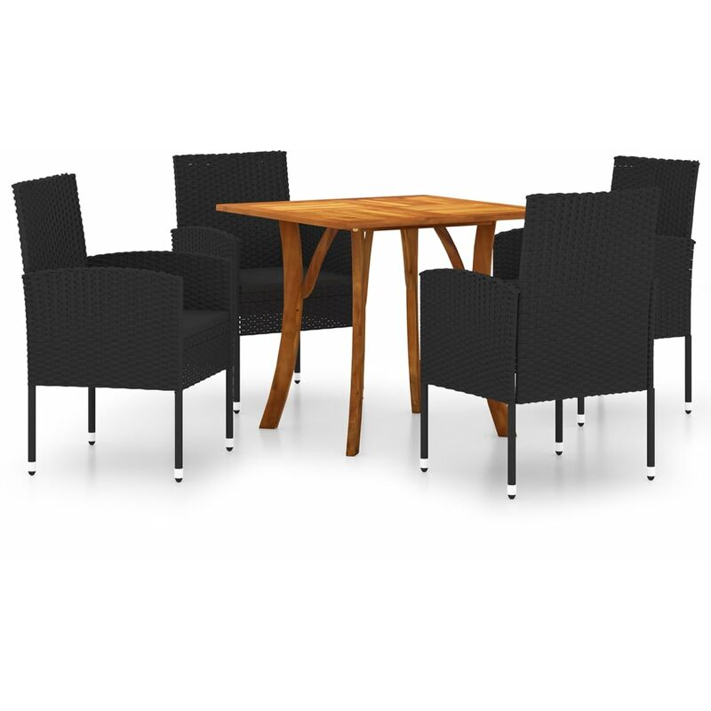

BHD - Juego de comedor para jardín de 5 piezas negro