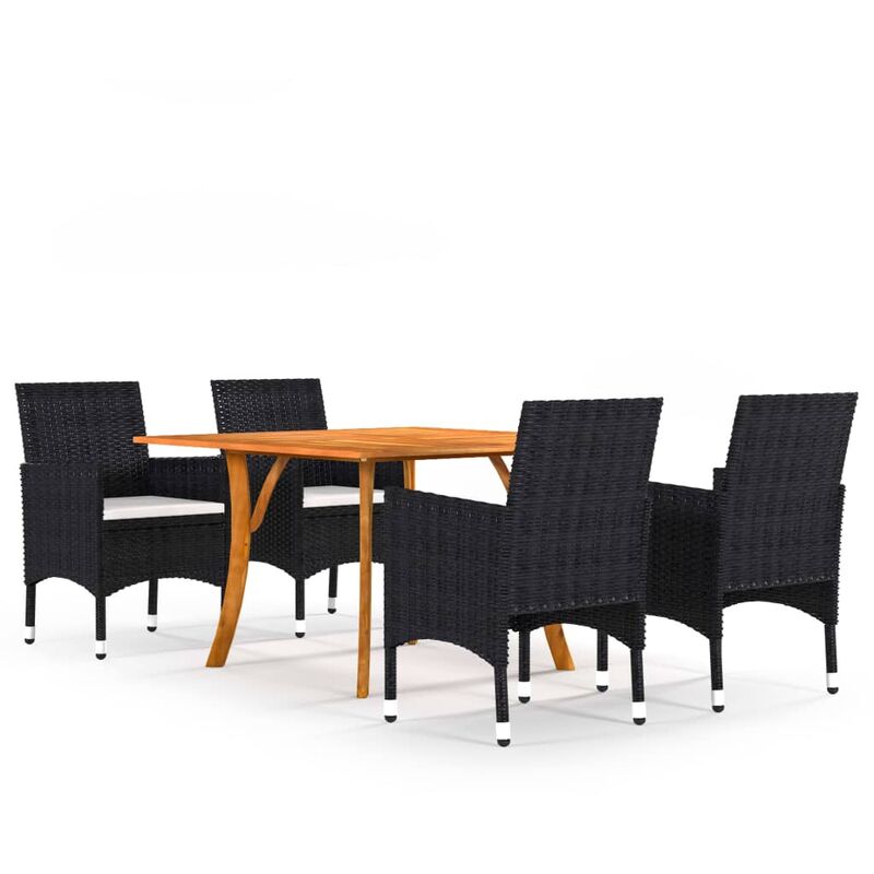 

Juego de comedor para jardín de 5 piezas negro