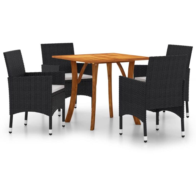 

BHD - Juego de comedor para jardín de 5 piezas negro