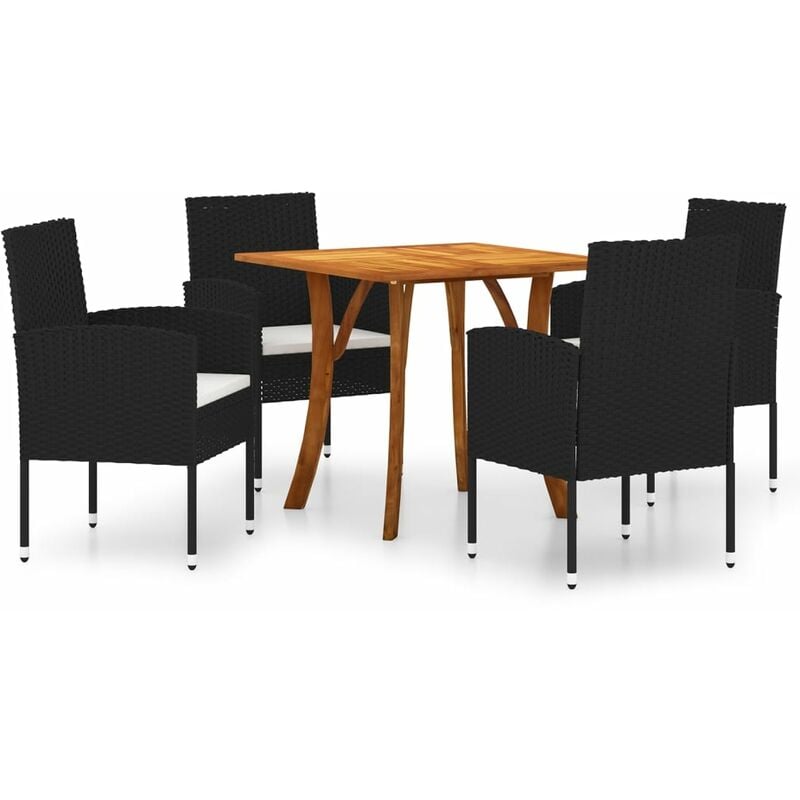 

BHD - Juego de comedor para jardín de 5 piezas negro