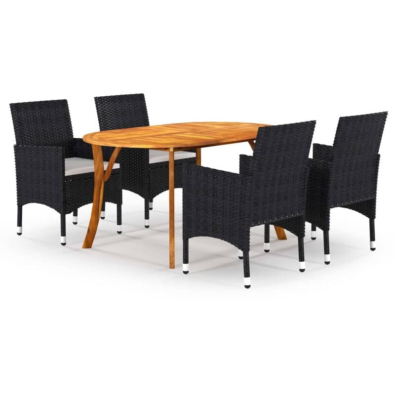 

BHD - Juego de comedor para jardín de 5 piezas negro