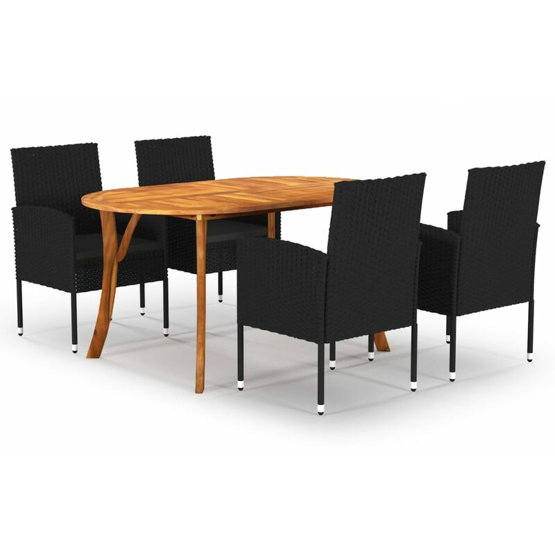 

BHD - Juego de comedor para jardín de 5 piezas negro