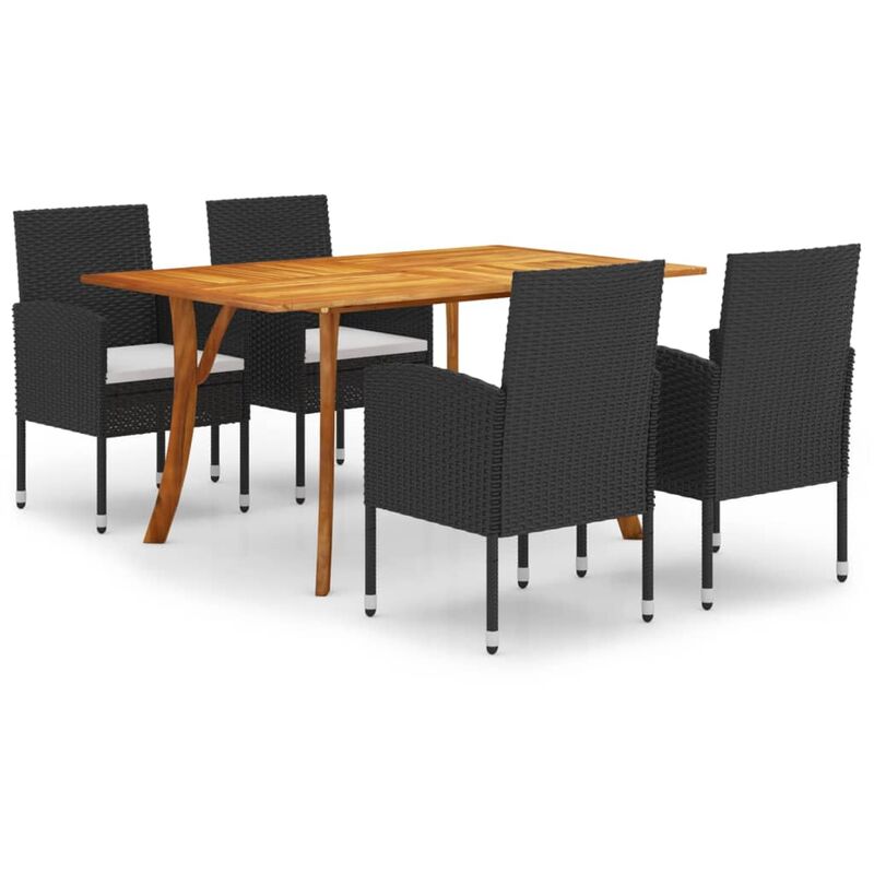 

Juego de comedor para jardín de 5 piezas negro