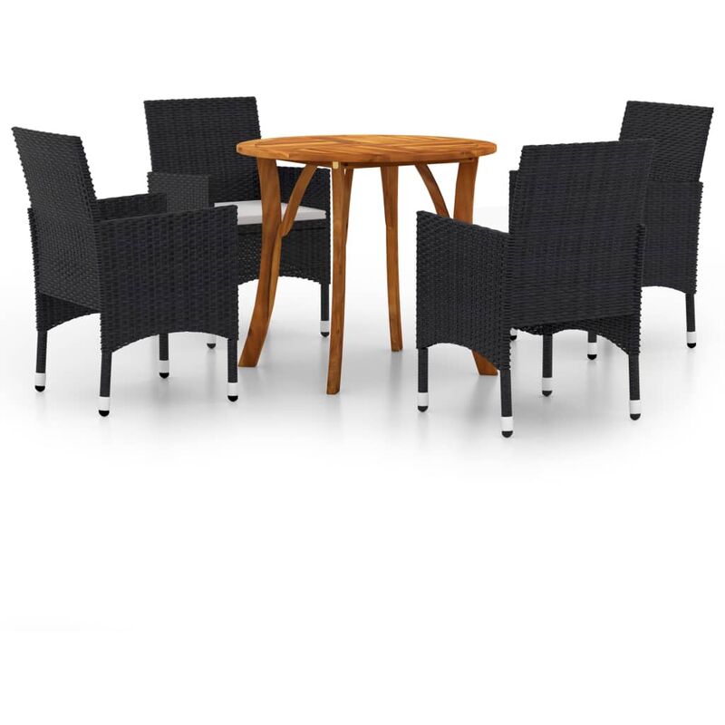 

BHD - Juego de comedor para jardín de 5 piezas negro