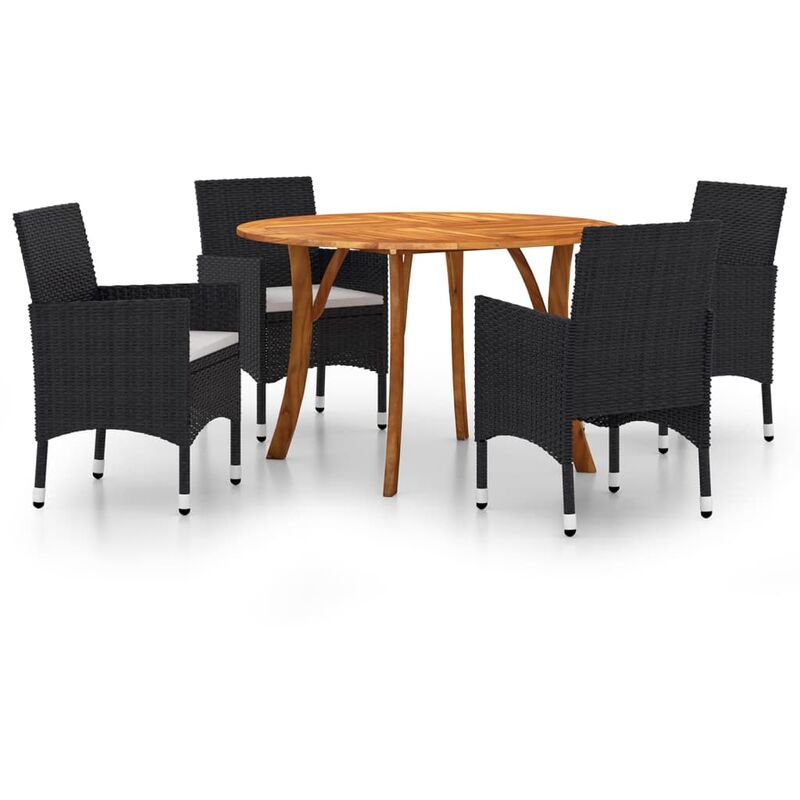 

BHD - Juego de comedor para jardín de 5 piezas negro