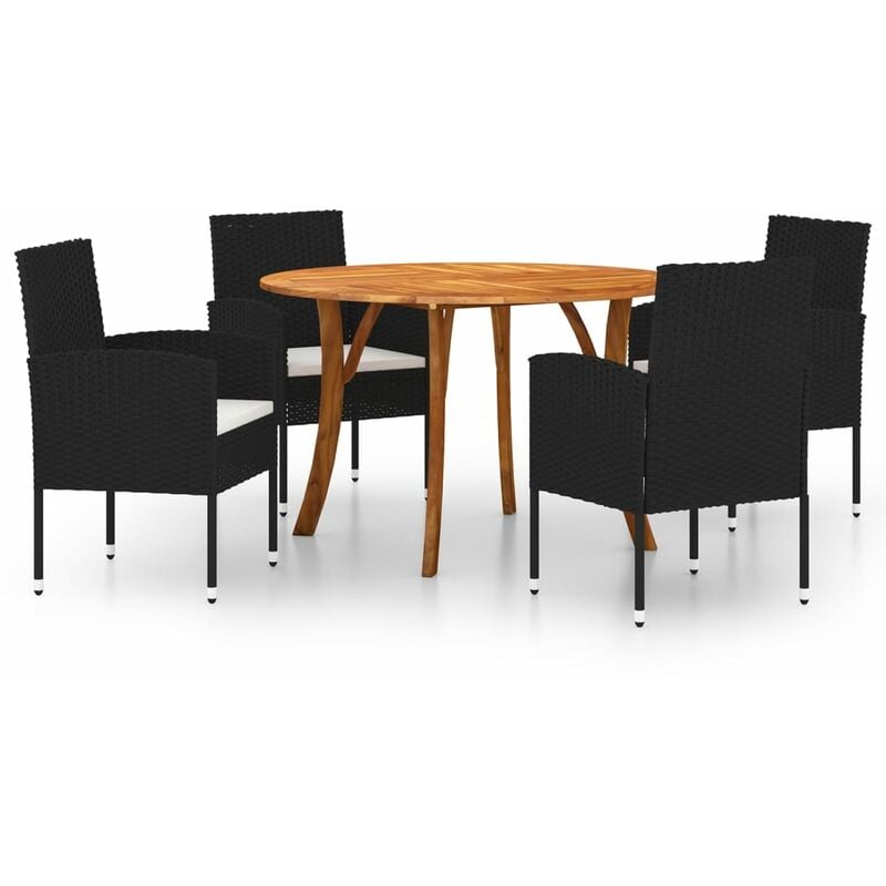 

BHD - Juego de comedor para jardín de 5 piezas negro