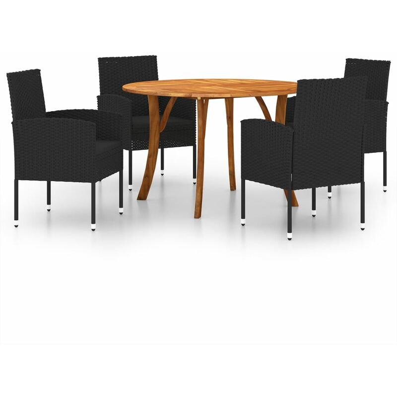 

BHD - Juego de comedor para jardín de 5 piezas negro