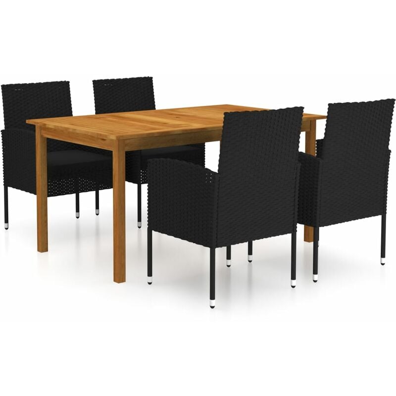 

BHD - Juego de comedor para jardín de 5 piezas negro
