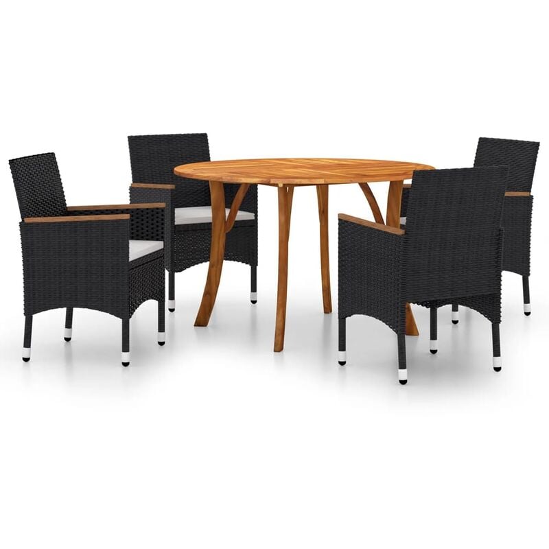 

BHD - Juego de comedor para jardín de 5 piezas negro
