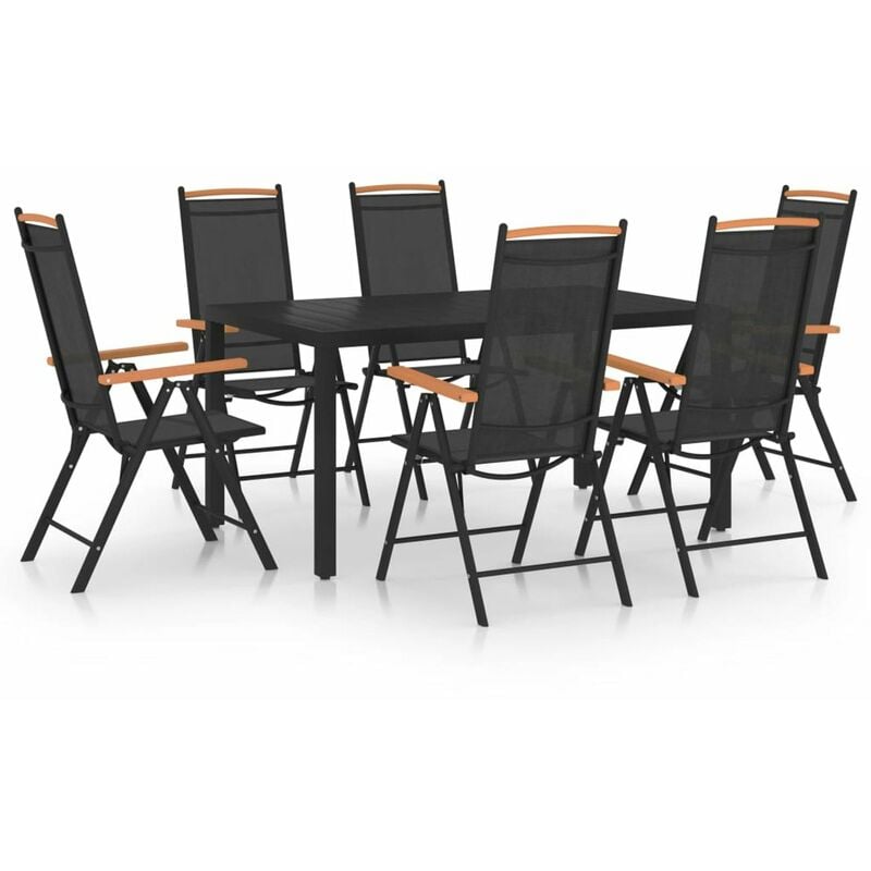 

Juego de comedor para jardin de 7 piezas aluminio negro