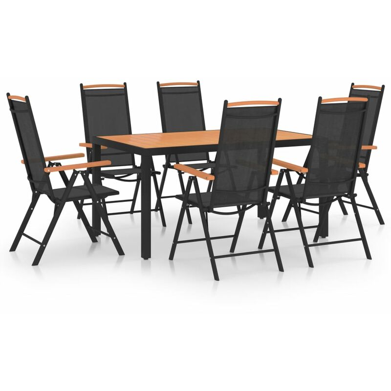 

Juego de comedor para jardín de 7 piezas aluminio negro
