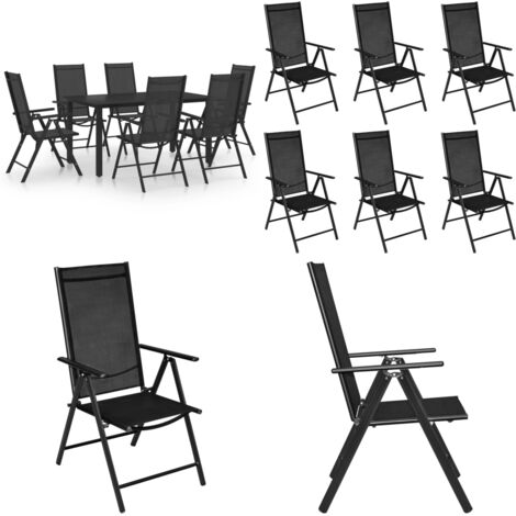Juego de comedor para jardín de 7 piezas aluminio negro - Sillas de jardín - Mesa de jardín