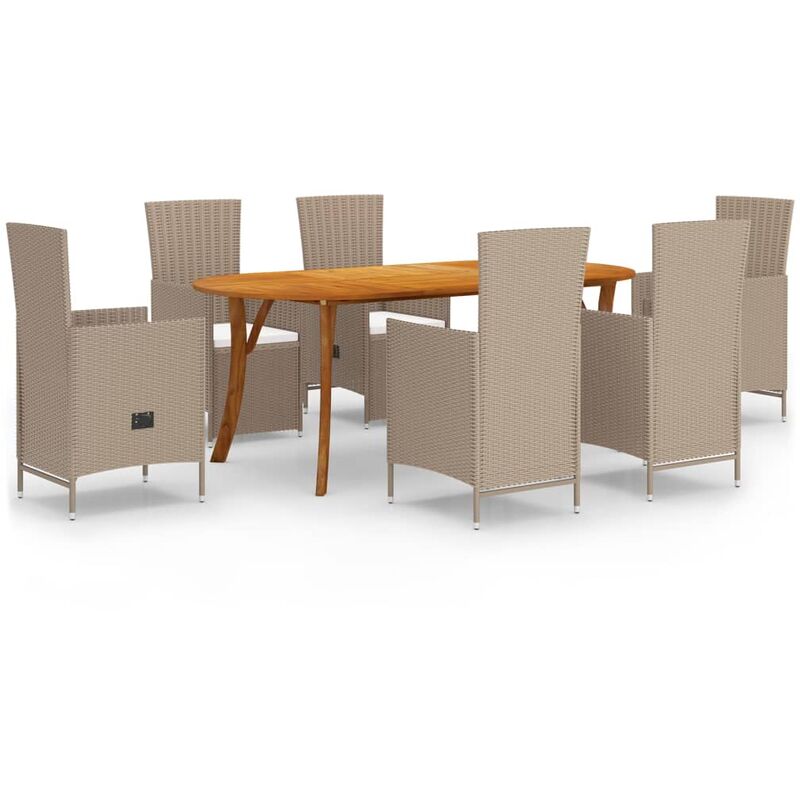 

BHD - Juego de comedor para jardín de 7 piezas beige