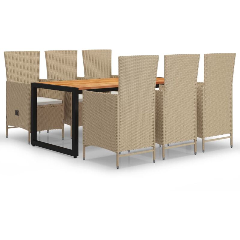 

BHD - Juego de comedor para jardín de 7 piezas beige
