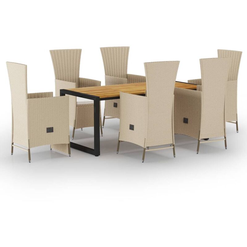 

BHD - Juego de comedor para jardín de 7 piezas beige