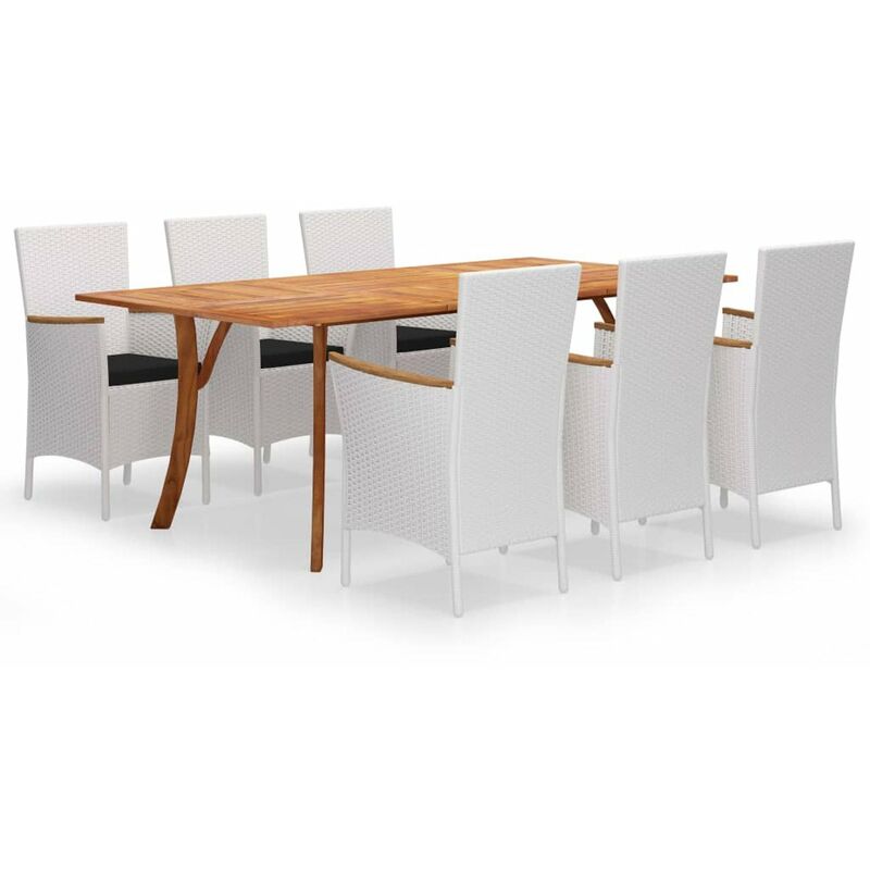 

Juego de comedor para jardin de 7 piezas blanco