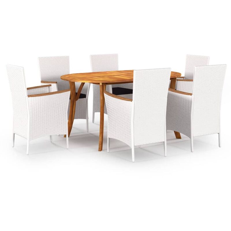 

BHD - Juego de comedor para jardín de 7 piezas blanco