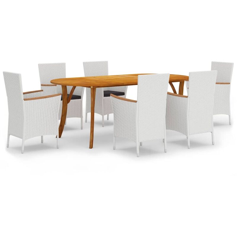 

BHD - Juego de comedor para jardín de 7 piezas blanco