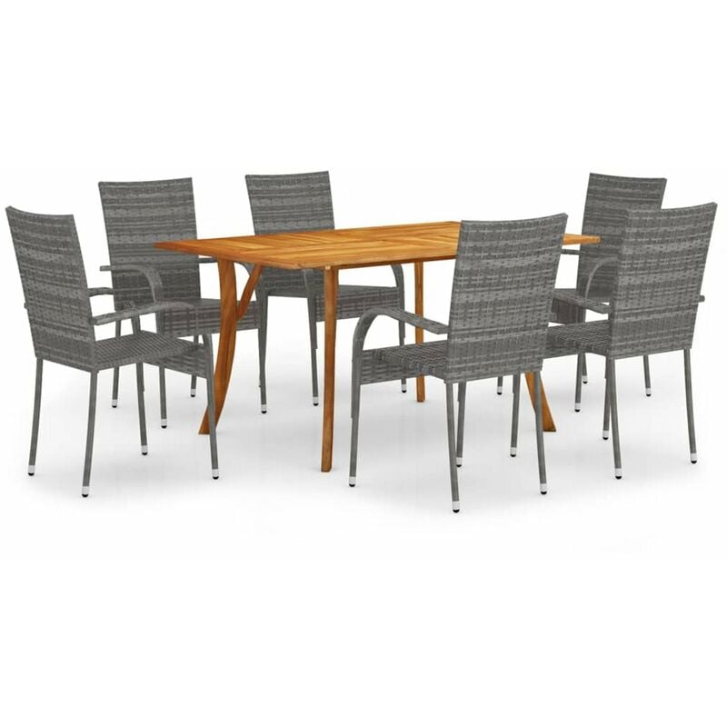 

Juego de comedor para jardin de 7 piezas gris