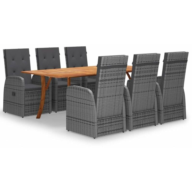 

Juego de comedor para jardin de 7 piezas gris
