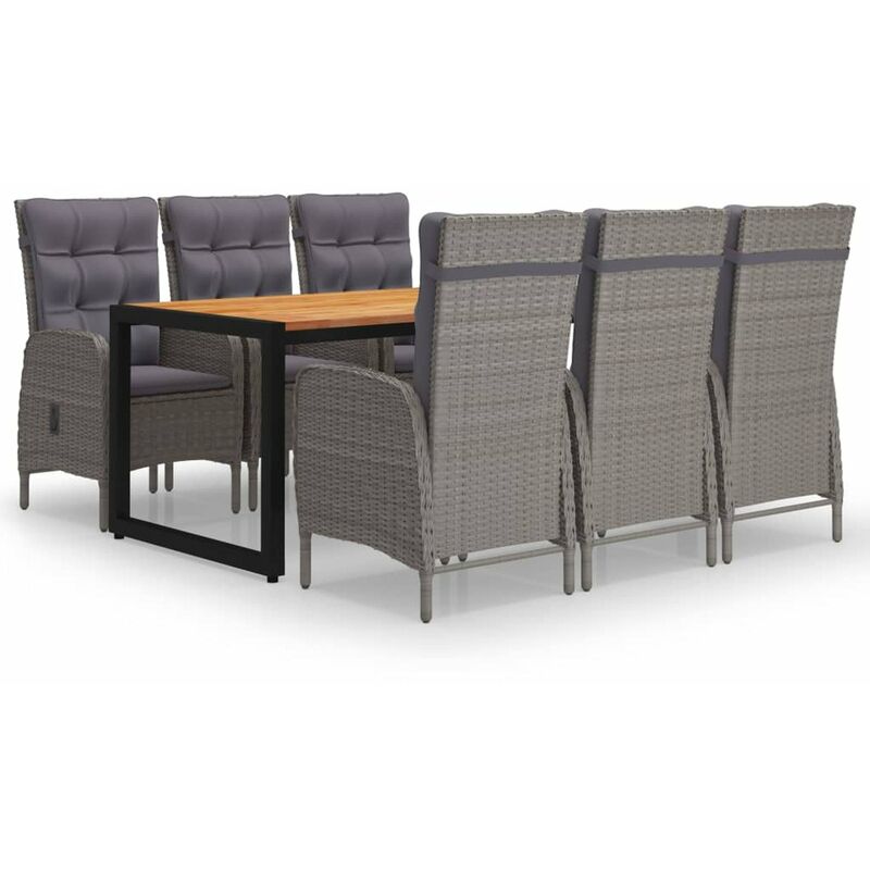 

Juego de comedor para jardin de 7 piezas gris