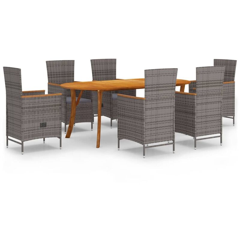 

BHD - Juego de comedor para jardín de 7 piezas gris