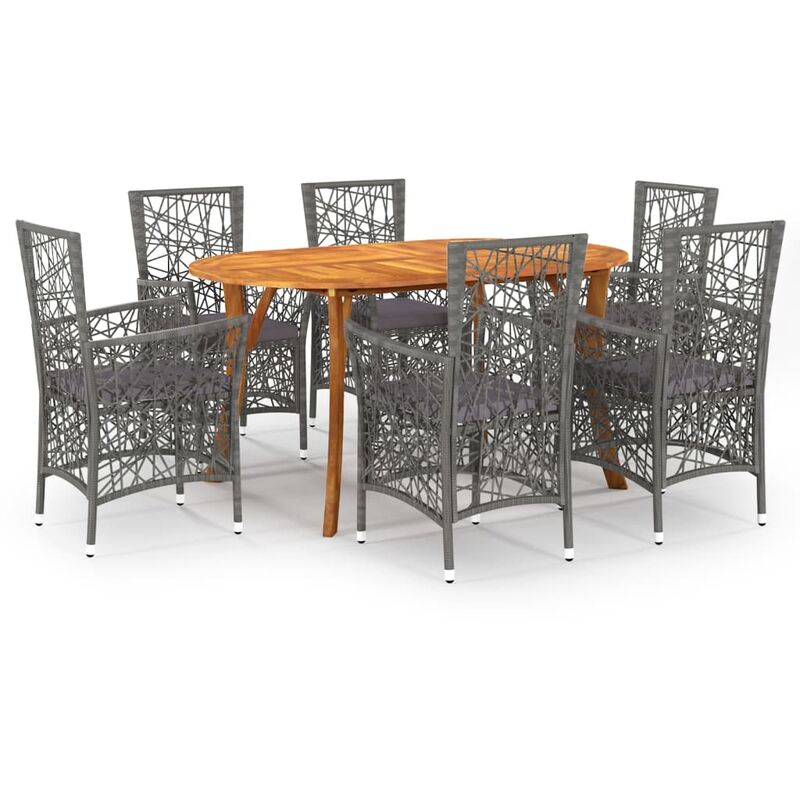 

BHD - Juego de comedor para jardín de 7 piezas gris