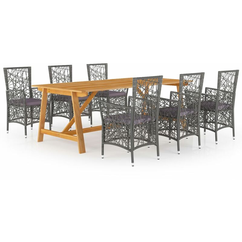 

BHD - Juego de comedor para jardín de 7 piezas gris