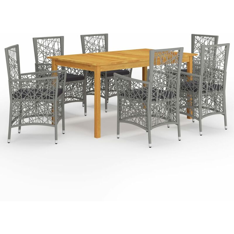 

BHD - Juego de comedor para jardín de 7 piezas gris
