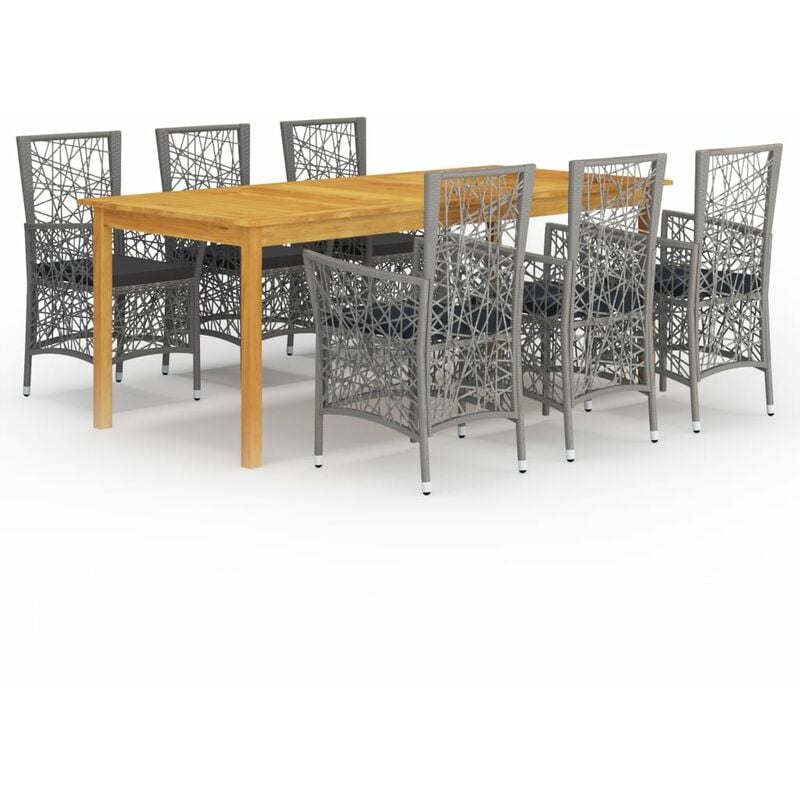 

BHD - Juego de comedor para jardín de 7 piezas gris