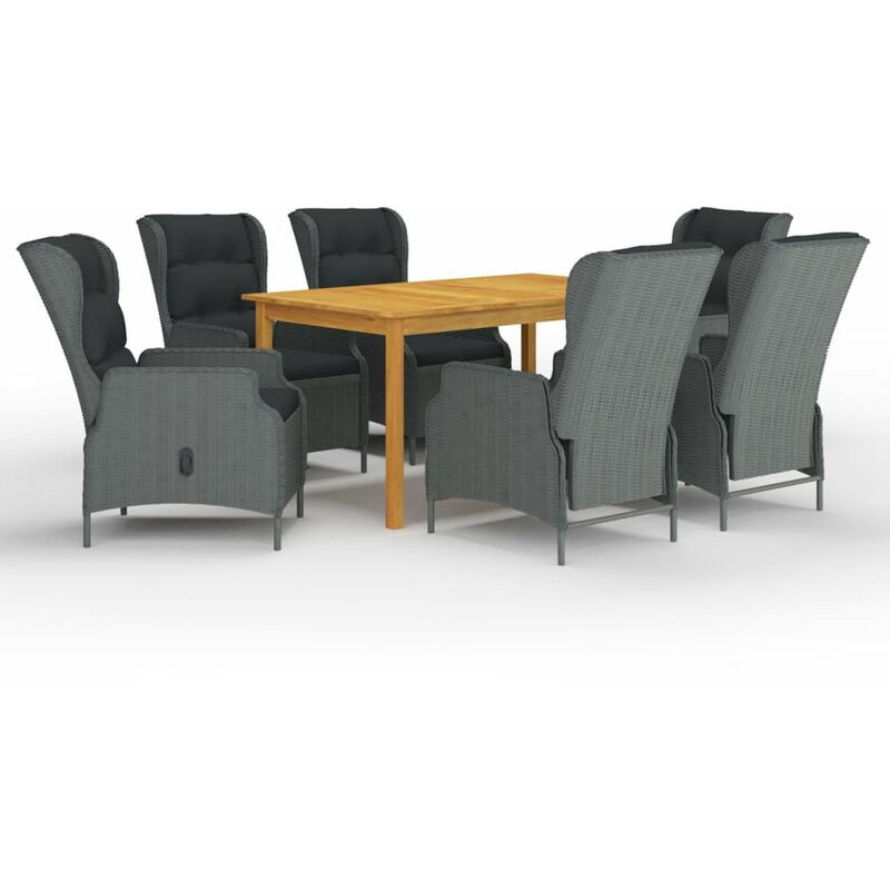 

Juego de comedor para jardin de 7 piezas gris claro