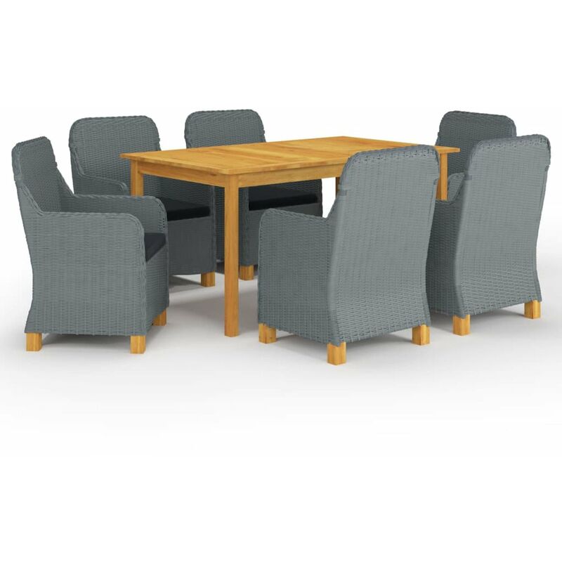 

Juego de comedor para jardin de 7 piezas gris claro