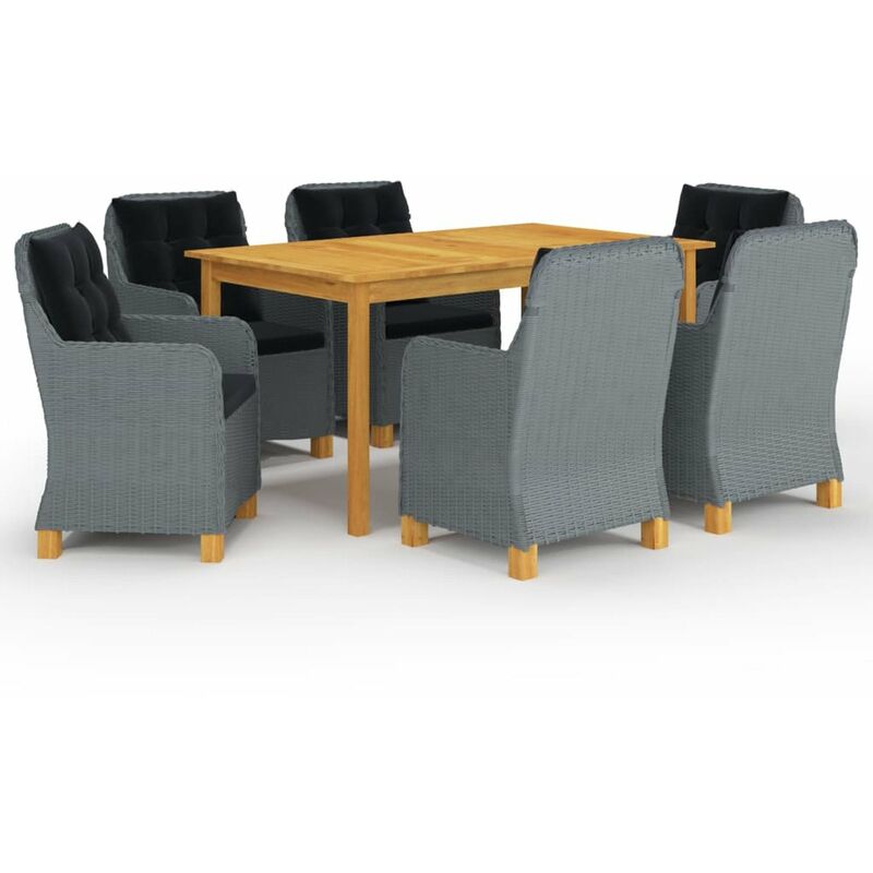 

Juego de comedor para jardin de 7 piezas gris claro