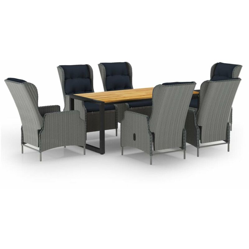 

Juego de comedor para jardin de 7 piezas gris claro