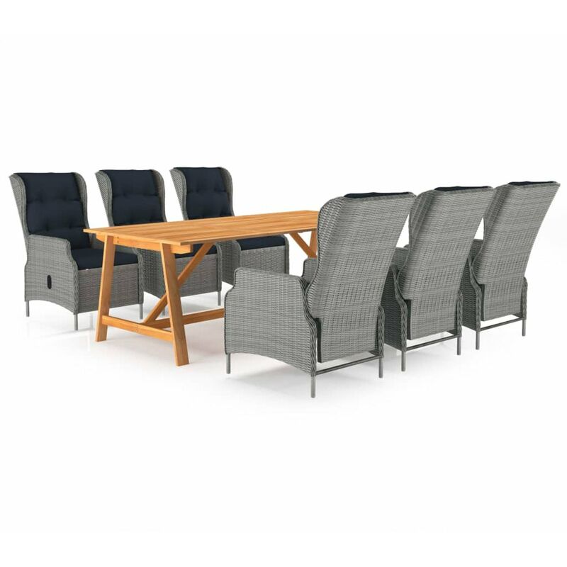 

Juego de comedor para jardin de 7 piezas gris claro