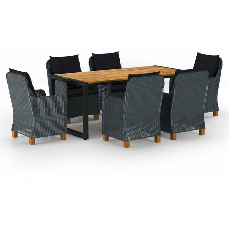 

Juego de comedor para jardin de 7 piezas gris oscuro