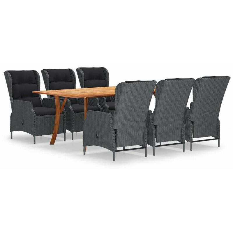 

Juego de comedor para jardin de 7 piezas gris oscuro