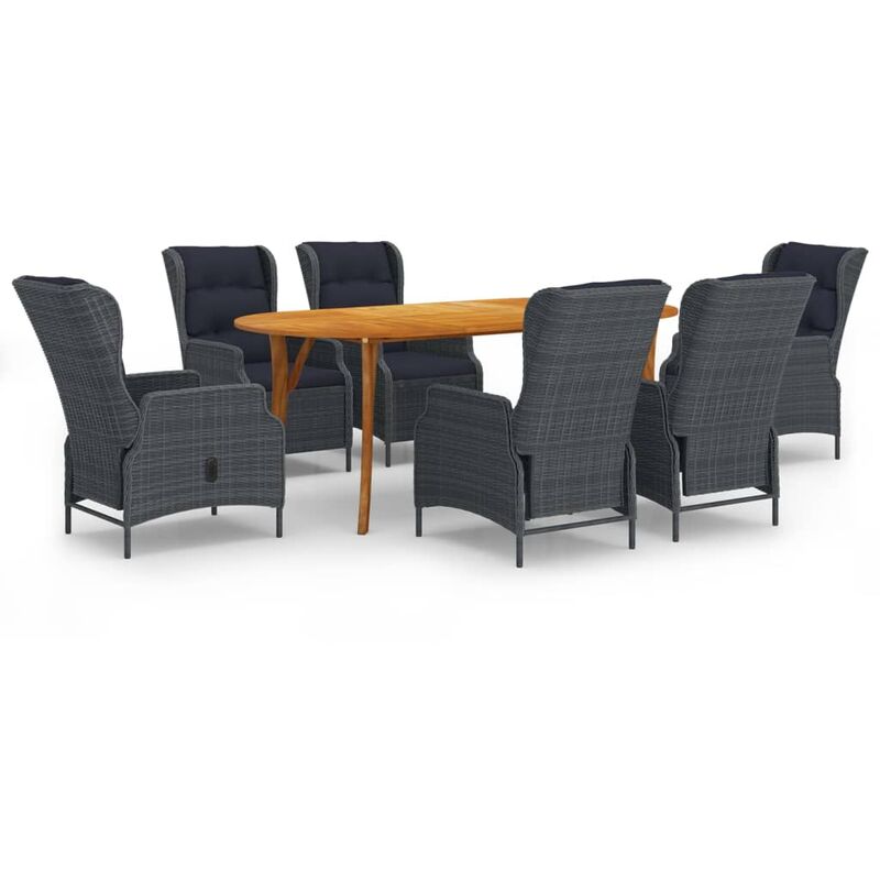

BHD - Juego de comedor para jardín de 7 piezas gris oscuro