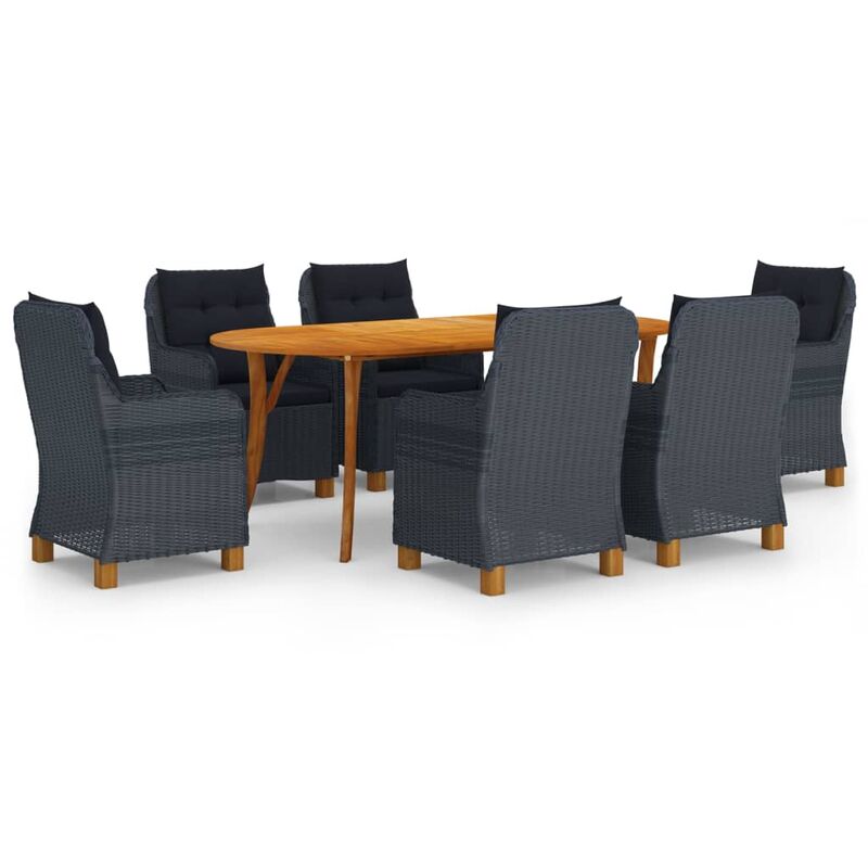 

BHD - Juego de comedor para jardín de 7 piezas gris oscuro